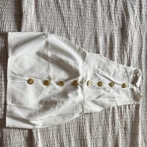 White Sleeveless Top with Gold Buttons